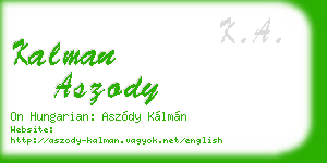 kalman aszody business card