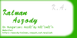 kalman aszody business card